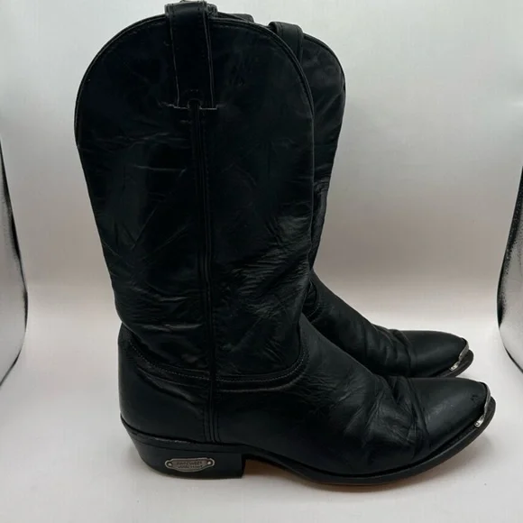 Code West women’s black Leather Cowgirl boots Toe Guard 9.5 D USA Vintage - Picture 2 of 16
